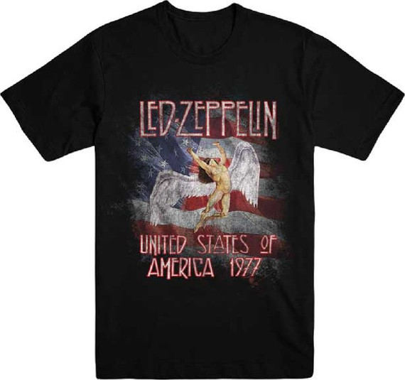 Led Zeppelin United States of America 1977 Tour Men's Unisex Black Vintage Concert Fashion T-shirt