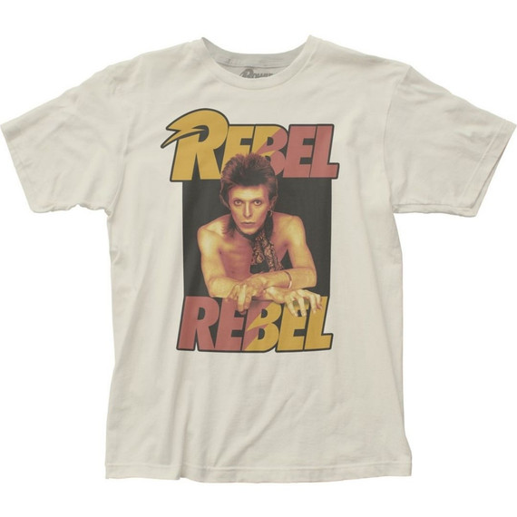 David Bowie Ziggy Stardust Photograph Rebel Rebel Song Title Men's Unisex White Vintage Fashion T-shirt