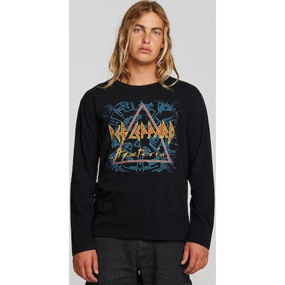 Def Leppard Hysteria Tour 1988 Men's Black Long Sleeve Vintage Fashion Concert T-shirt by Chaser Brand - front 1
