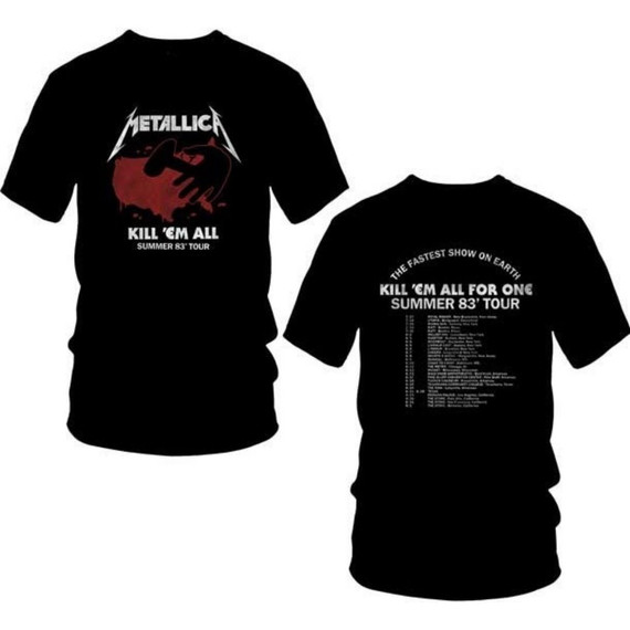 Metallica Kill Em All for One Summer 1983 Tour Men's Unisex Black Vintage Concert T-shirt