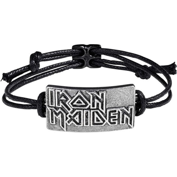 Iron Maiden Logo Waxed Cord and Pewter Unisex Bracelet by Alchemy of England