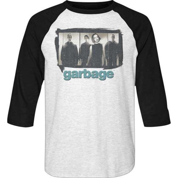 Garbage Alternative Rock Roll Band Members Photograph Unisex Vintage White and Black Baseball Jersey Raglan T-shirt
