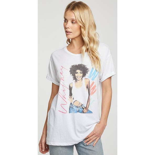 Whitney Houston Whitney Album Cover Artwork Women's White Vintage Fashion Oversize T-shirt by Chaser - front 2