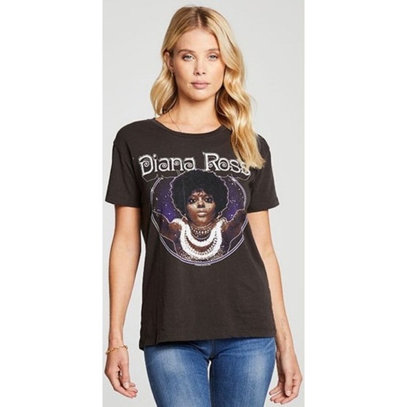 Diana Ross Image Women's Black Vintage Fashion T-shirt by Chaser - front 1