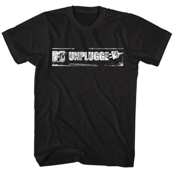 MTV Music Television Unplugged Series Logo Men's Unisex Black Vintage Fashion T-shirt