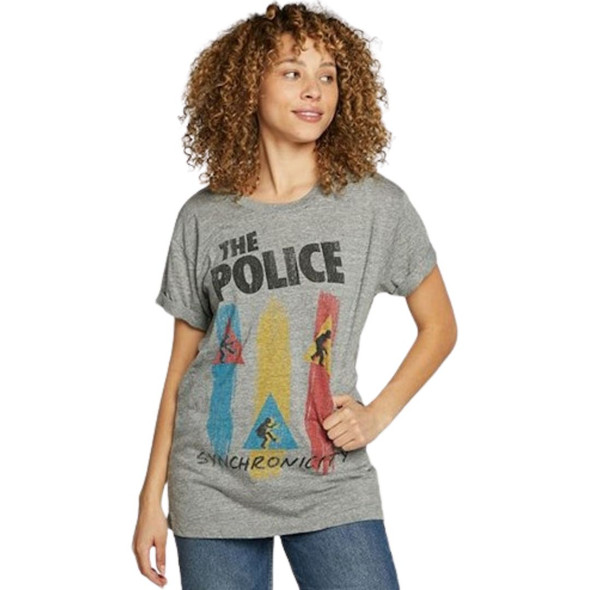 The Police Synchronicity Logo Women's Gray Vintage Fashion T-shirt by Chaser - front 2