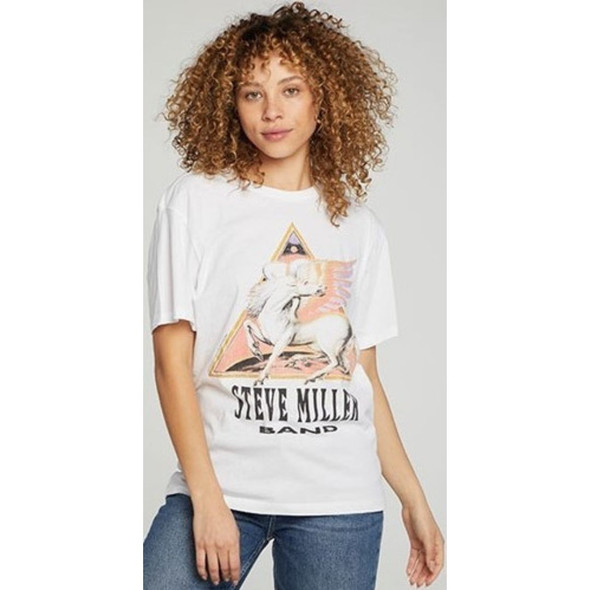 Steve Miller Band Pegasus Winged Horse Logo Women's White Fashion T-shirt by Chaser - front