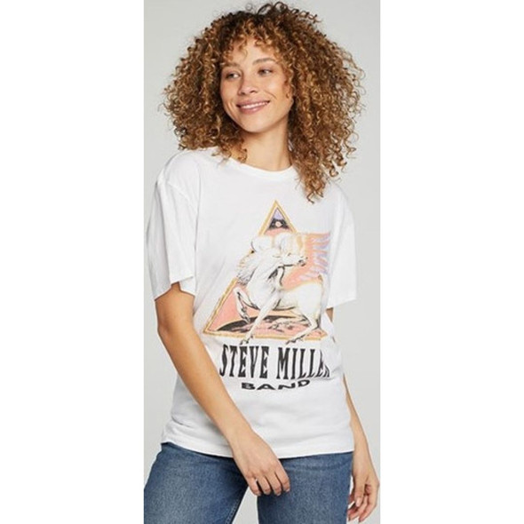 Steve Miller Band Pegasus Winged Horse Logo Women's White Fashion T-shirt by Chaser - side