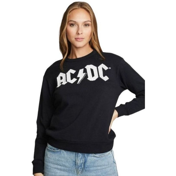 AC/DC ACDC Logo Women's Black Fashion Sweatshirt by Chaser - front 2