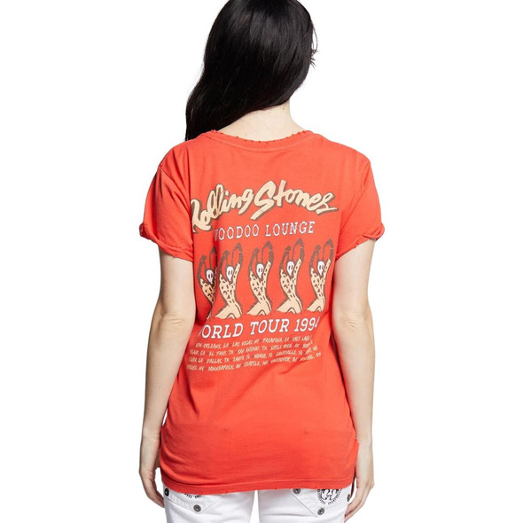 The Rolling Stones Voodoo Lounge World Tour 1994 Women's Red Fashion Concert T-shirt by Recycled Karma - back