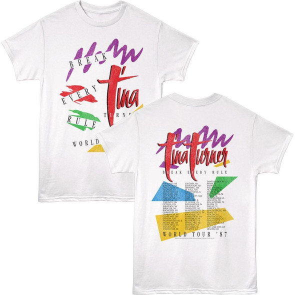 Tina Turner Break Every Rule World Tour 1987 Men's Unisex White Vintage Fashion Concert T-shirt