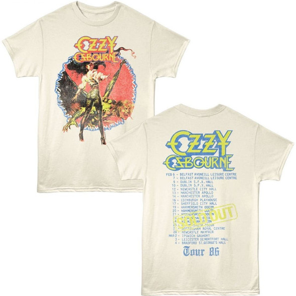 Ozzy Osbourne Ultimate Sin European Tour 1986 Men's Unisex White Vintage Fashion Concert T-shirt