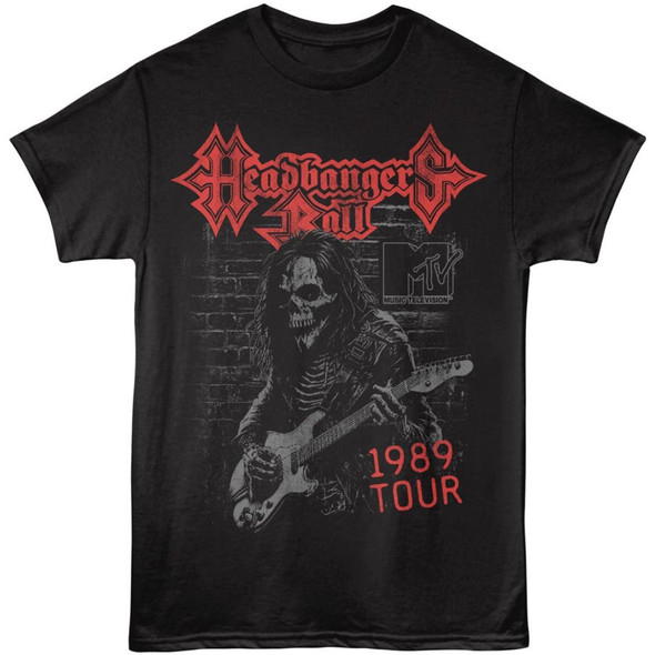 MTV Music Television Headbangers Ball 1989 Tour Men's Unisex Black Vintage Fashion Concert T-shirt