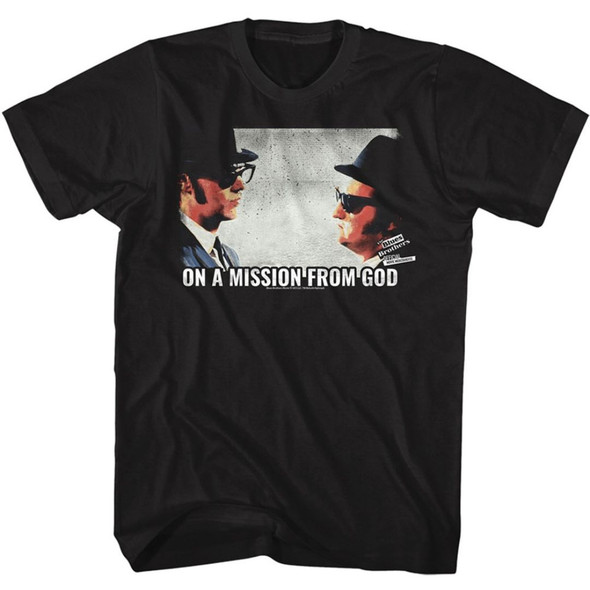 The Blues Brothers Jake and Elwood Blues Photograph Mission from God Slogan Men's Unisex Black T-shirt