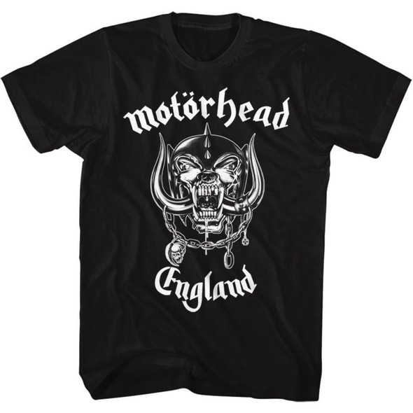 Motorhead England War Pig Snaggletooth Logo Everything Louder Than Everything Else Slogan Men's Unisex Black Fashion T -shirt - front close up