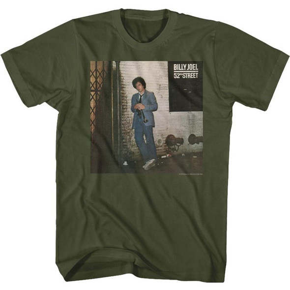 Billy Joel 52nd Street Album Cover Artwork Men's Unisex Olive Green Fashion T-shirt