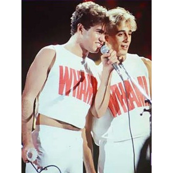 Wham! Logo Women's White Vintage Fashion Racerback Tank Top T-shirt on George Michael and Andrew Ridgeley