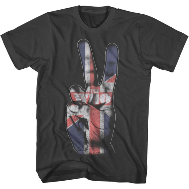 The Who Peace Fingers Union Jack British Flag Logo Men's Unisex Black Vintage Fashion T-shirt