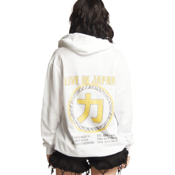 KISS Crazy Nights World Tour 1987-1988 Live in Japan Women's White Vintage Fashion Concert Hoodie Hooded Sweatshirt by Recycled Karma - back