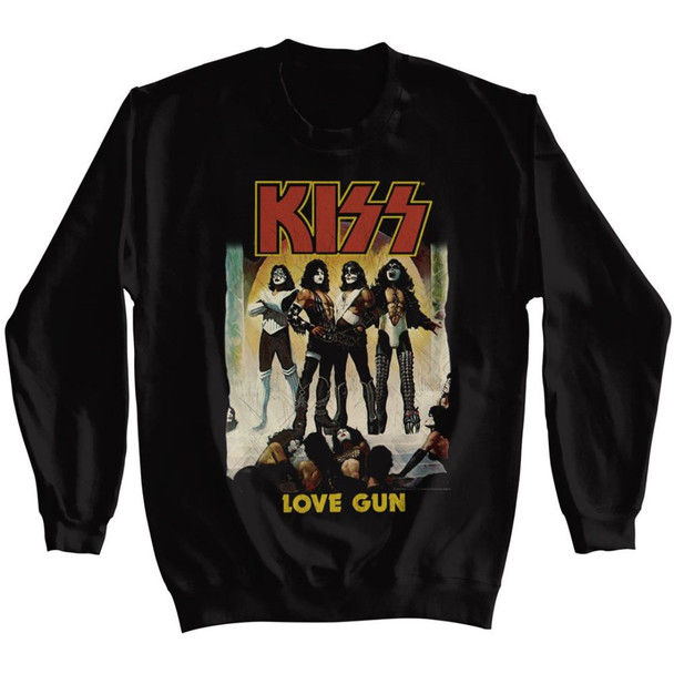 KISS Love Gun Album Cover Artwork Men's Unisex Black Crewneck Sweatshirt