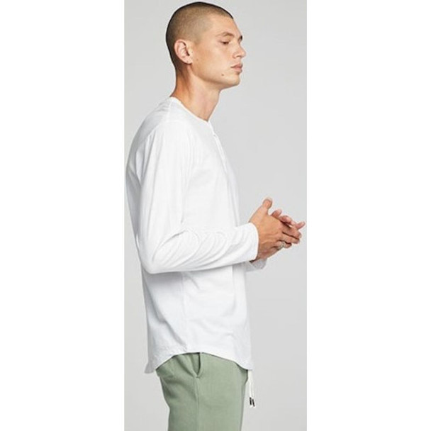 Chaser Brand Men's White Long Sleeve Henley Fashion T-shirt - side 2