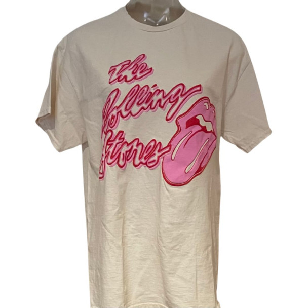 Rolling Stones Tongue Logo Women's Unisex White Vintage Distressed Thrifted Malibu Fashion T-shirt by LivyLu