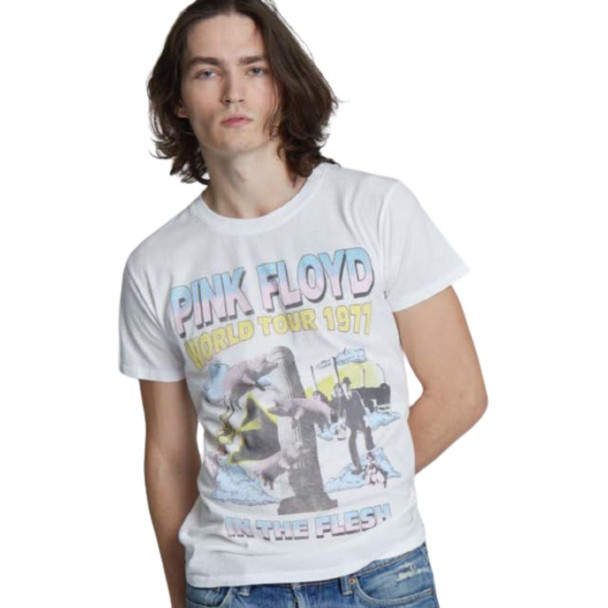 Pink Floyd In the Flesh World Tour Men's Unisex White Vintage Fashion Concert T-shirt by Recycled Karma