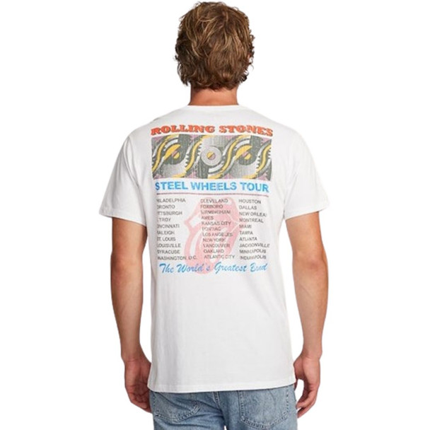 Rolling Stones Steel Wheels Tour 1989 Men's White Vintage Fashion Concert T-shirt by Chaser Brand - back