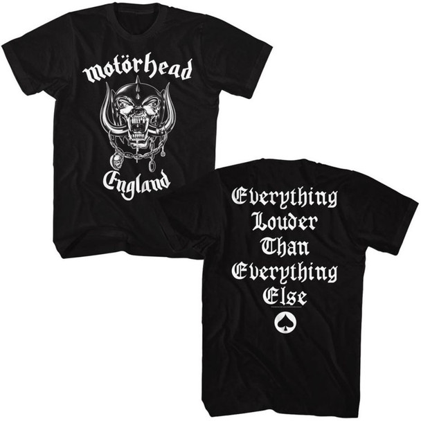 Motorhead England War Pig Snaggletooth Logo Everything Louder Than Everything Else Slogan Men's Unisex Black Fashion T -shirt