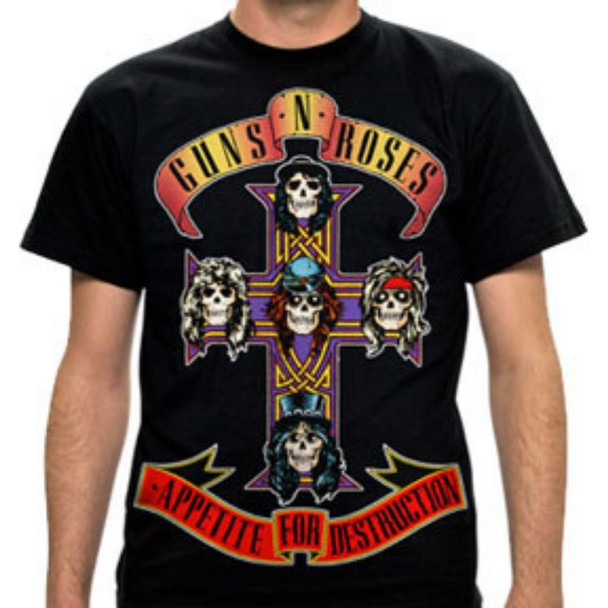 Guns N Roses Appetite for Destruction Album Cover Artwork Men's Unisex Black Fashion T-shirt
