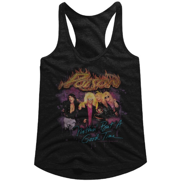 Poison Nothin' but a Good Time Song Single Album Cover Artwork Women's Black Vintage Racerback Tank Top Fashion T-shirt