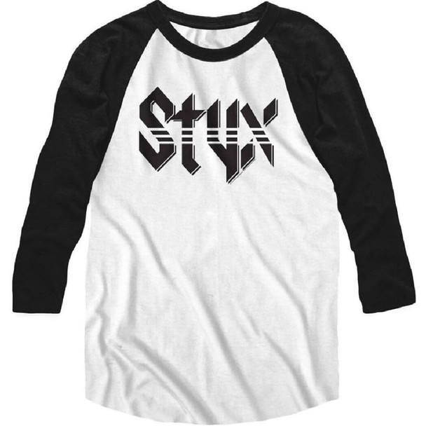 Styx Logo Men's Unisex White and Black Vintage Fashion Raglan Baseball Jersey Shirt