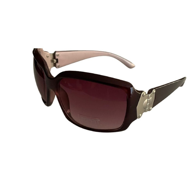 Esprit Women's Classic Rectangle Sunglasses with Burgundy Frame and Wine Colored Lenses