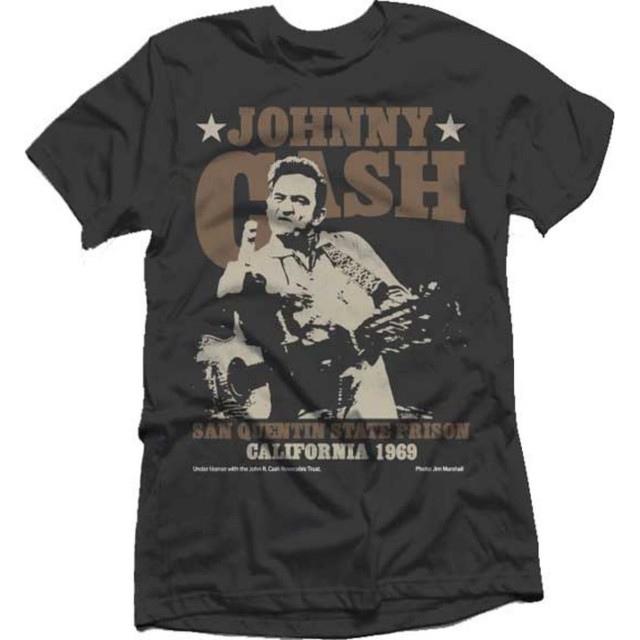 Johnny Cash San Quentin State Prison California 1969 Men's Unisex Black Fashion Concert T-shirt