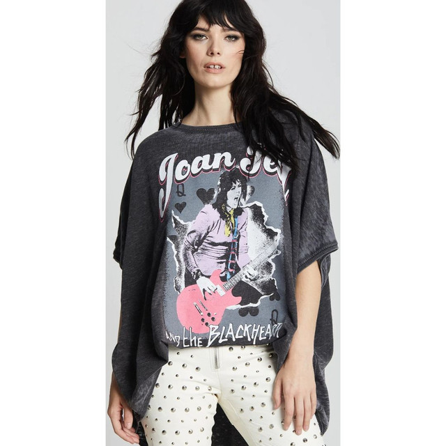 Joan Jett and the Blackhearts I'm Gonna Run Away Women's Black Vintage Oversize Fashion Sweatshirt by Recycled Karma - front