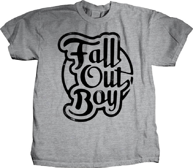 Fall Out Boy Script Style Logo Men's Gray T-shirt Fall Out Boy Script Style Logo Men's Gray T-shirt