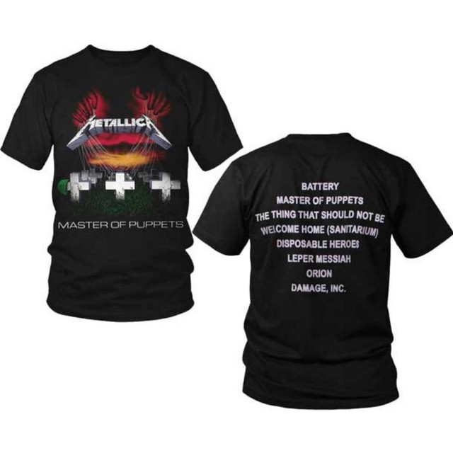 Metallica Master of Puppets Album Cover Art w/ Song Titles Men's Unisex  Black T-shirt