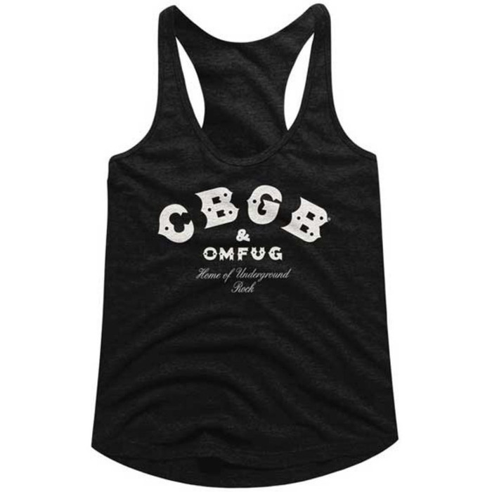 CBGB & Omfug Logo Women's Black Racerback Tank Top Fashion T-shirt