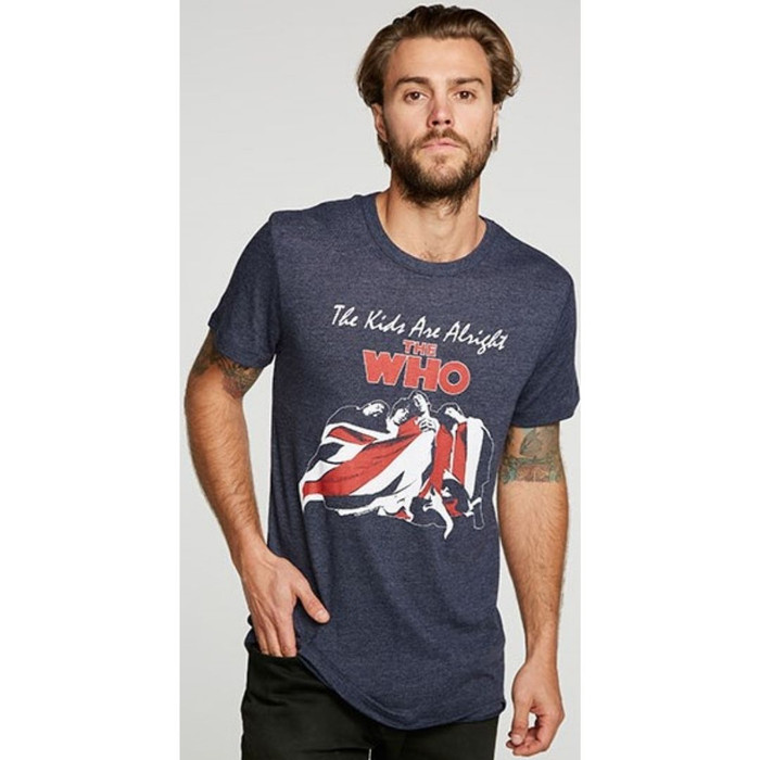 The Who The Kids are Alright Movie Poster and Soundtrack Album Cover Artwork Men's Blue Vintage Fashion T-shirt by Chaser - front 2