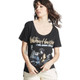 Whitney Houston Image with I Will Always Love You Song Title Women's Black Vintage Fashion T-shirt by Recycled Karma - side