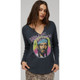 Willie Nelson Women's Black Vintage Notch Neck Thermal Fashion T-shirt by Daydreamer LA - front 1