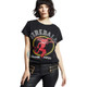 Fireball Cinnamon Whiskey Crystal Rhinestone Logo Women's Black Fashion T-shirt by Recycled Karma - front 2