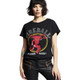 Fireball Cinnamon Whiskey Crystal Rhinestone Logo Women's Black Fashion T-shirt by Recycled Karma - front 1
