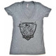 Centuride Live Inside Our Minds Corello Logo and Slogan Women's Gray V-Neck Fashion T-shirt by Corello - front