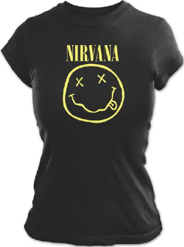 Nirvana T-shirt - Smiley Face Logo. Women's Black Shirt