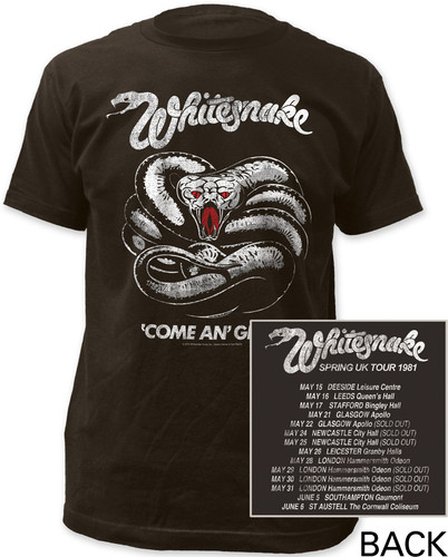 WHITESNAKE PURPLE TOUR Black New T-shirt Rock T-shirt Rock Band Shirt