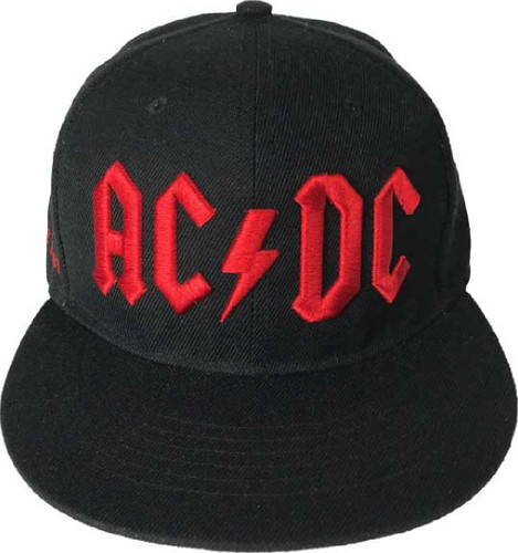 AC//DC White Logo Embroidered on Black Hat Adjustable Cap