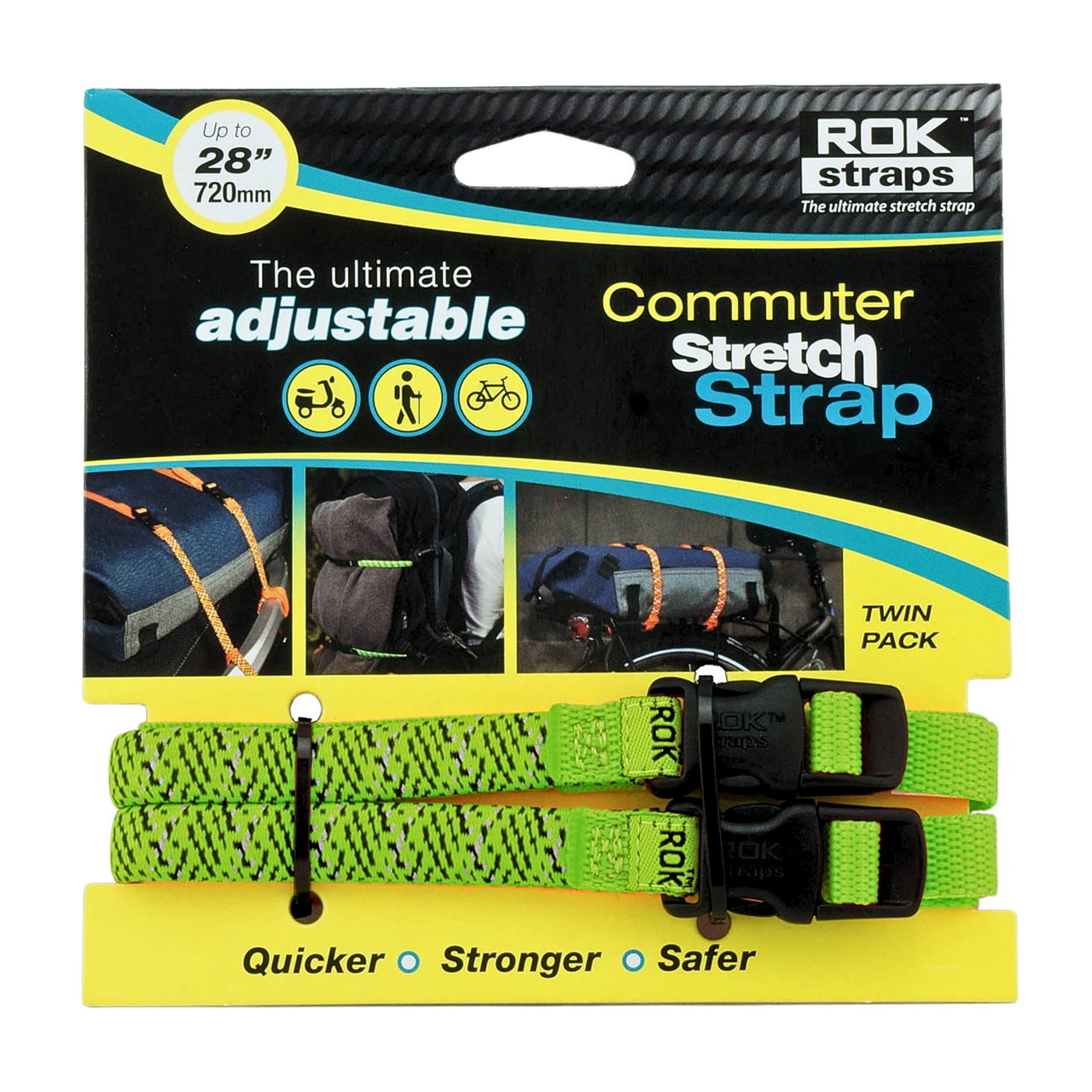 T060 ROK STRAP ADJUSTABLE STRETCH STRAP (12"-28"), TWIN PACK