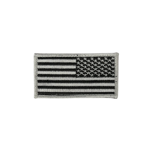 52019 US FLAG PATCH, REVERSE, SILVER
