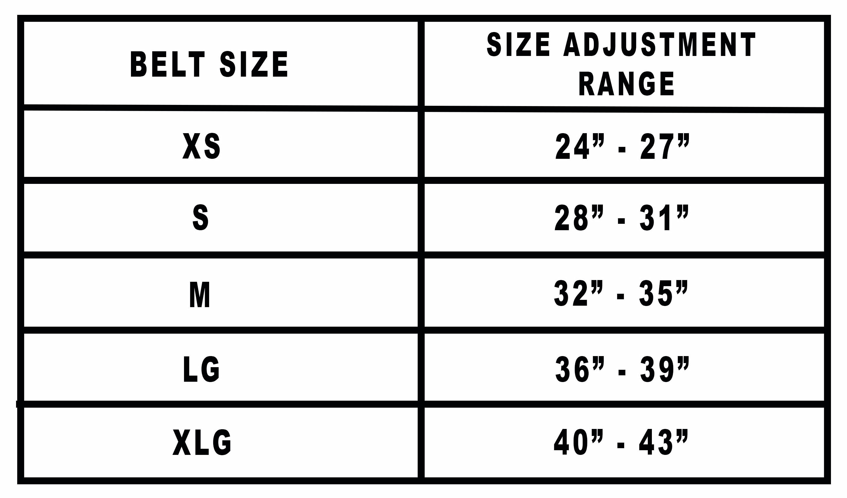 Women's Belt Size Chart Cm